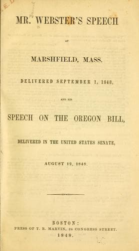 Tapa de Mr. Webster's speech at Marshfield, Mass