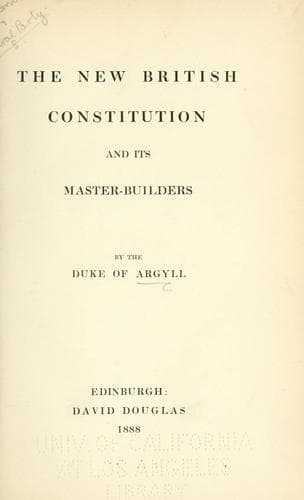 Tapa de The new British constitution and its master-builders