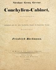 Tapa de Nicolaus Georg Gevens Conchylien-Cabinet ... systematisch nach der 13ten Gmelinschen Ausgabe des Linnéischen Systems ..