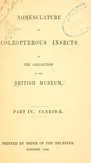 Tapa de Nomenclature of coleopterous insects in the collection of the British Museum