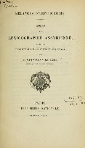 Tapa de Notes de lexicographie Assyrienne