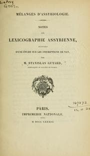 Tapa de Notes de lexicographie Assyrienne
