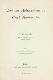 Tapa de Notes on abbreviations in Greek manuscripts