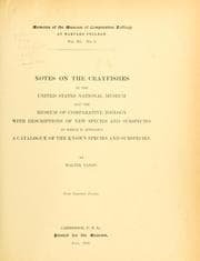 Tapa de Notes on the crayfishes in the United States National Museum and the Museum of Comparative Zoölogy
