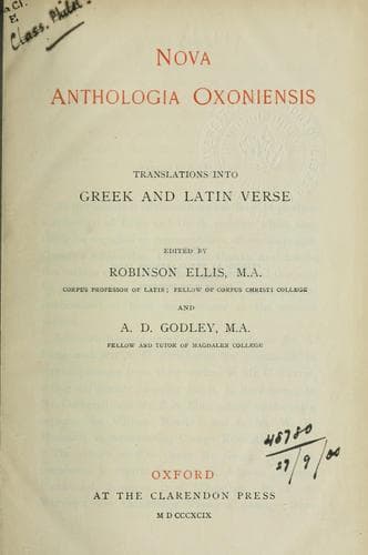 Tapa de Nova anthologia Oxoniensis