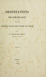 Tapa de Observations grammaticales sur des chartes françaises d'Aire en Artois