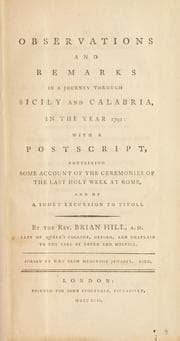 Tapa de Observations and remarks in a journey through Sicily and Calabria, in the year 1791