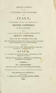 Tapa de Observations on the manners and customs of Italy, with remarks on the vast importance of British commerce on that continent