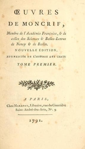 Tapa de Oeuvres de Moncrif.