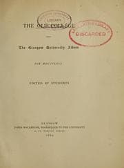 Tapa de The old college being the Glasgow University album for 1869