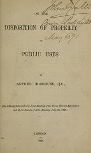 Tapa de On the disposition of property to public uses