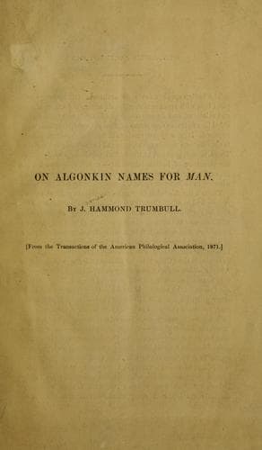 Tapa de On Algonkin names for man