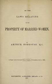 Tapa de On the laws relating to the property of married women