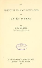 Tapa de On principles and methods in Latin syntax