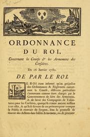 Tapa de Ordonnance du Roi, concernant la course & les armemens des corsaires. Du 16 janvier 1780