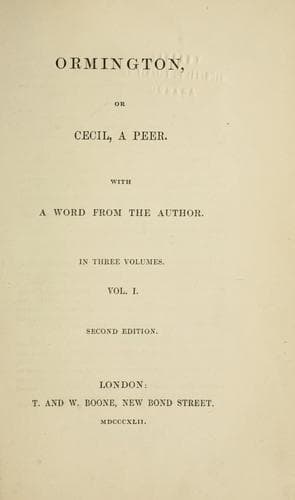 Tapa de Ormington, or, Cecil, a peer