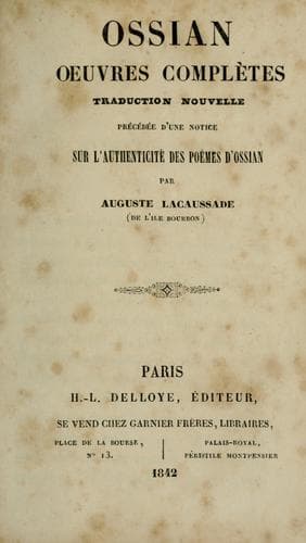 Tapa de Ossian oeuvres complètes