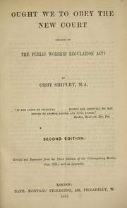 Tapa de Ought we to obey the new court created by the public worship regulation act?