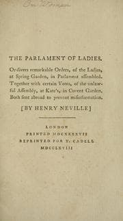 Tapa de The parlament of ladies. Or Divers remarkable orders, of the ladies, at Spring Garden, in parlament assembled