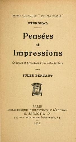 Tapa de Penseés et impressions