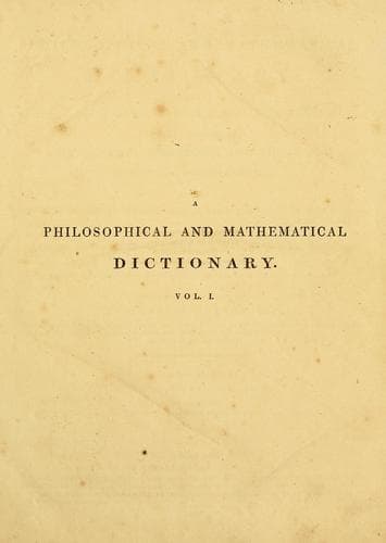 Tapa de A philosophical and mathematical dictionary