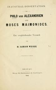 Tapa de Philo von Alexandrien und Moses Maimonides: ein vergleichender versuch