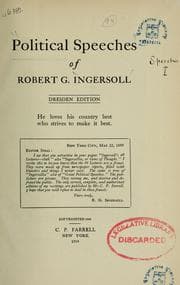 Tapa de Political speeches of R.G. Ingersoll