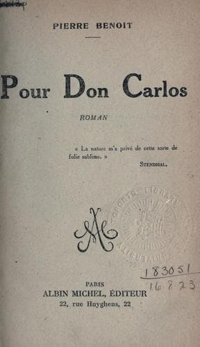 Tapa de Pour Don Carlos, roman