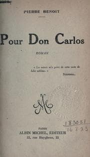 Tapa de Pour Don Carlos, roman