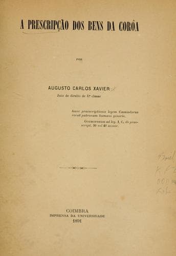 Tapa de A prescripção dos bens da Corôa