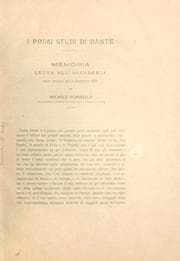 Tapa de Primi studi di Dante. Memoria letta all'Accademia nella tornata del 4 dicembre, 1888