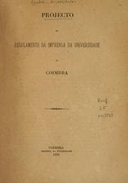 Tapa de Projecto do regulamento da imprensa da Universidade de Coimbra