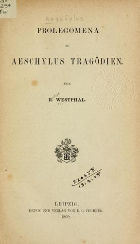 Tapa de Prolegomena zu Aeschylus Tragödien