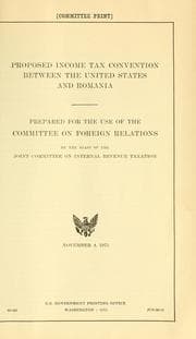 Tapa de Proposed income tax convention between the United States and Romania