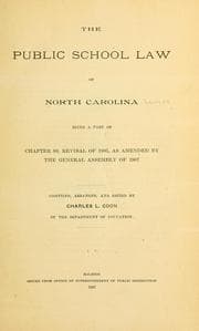 Tapa de The public school law of North Carolina, being a part of chapter 89, revisal of 1905