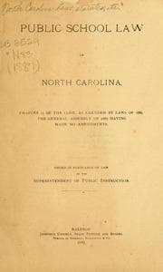 Tapa de Public school law of North Carolina, chapter 15 of the Code