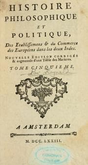 Tapa de Histoire philosophique et politique des établissements et du commerce des Européens dans les deux Indes