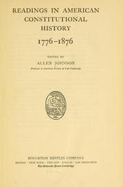 Tapa de Readings in American constitutional history, 1776-1876