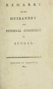Tapa de Remarks on the husbandry and internal commerce of Bengal