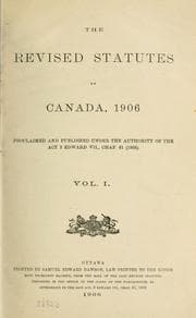 Tapa de The revised statutes of Canada, 1906