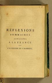 Tapa de Réflexions sommaires adressées à la France et à la colonie de S. Domingue