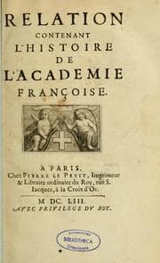 Tapa de Relation contenant l'histoire de l'Académie françoise