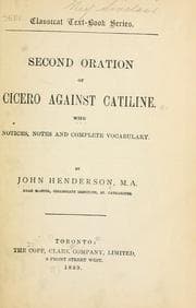 Tapa de Second oration of Cicero against Catiline