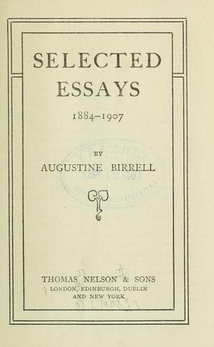 Tapa de Selected essays, 1884-1907.