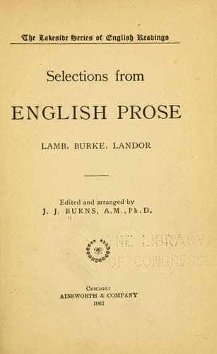 Tapa de Selections from English prose