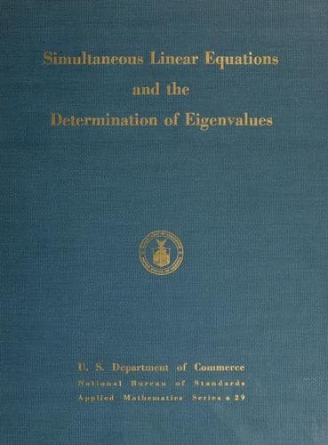 Tapa de Simultaneous linear equations and the determination of eigenvalues