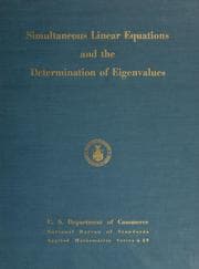 Tapa de Simultaneous linear equations and the determination of eigenvalues