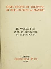Tapa de Some fruits of solitude in reflections & maxims