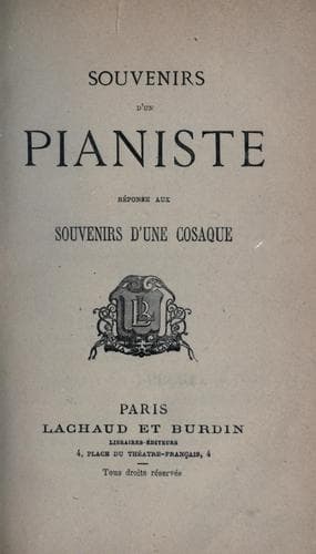 Tapa de Souvenirs d'un pianiste, réponse aux Souvenirs d'une Cosaque