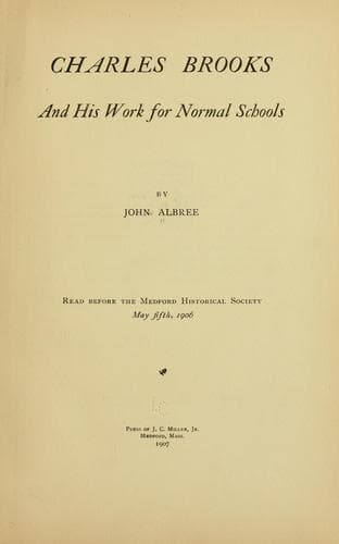 Tapa de Charles Brooks and his work for normal schools